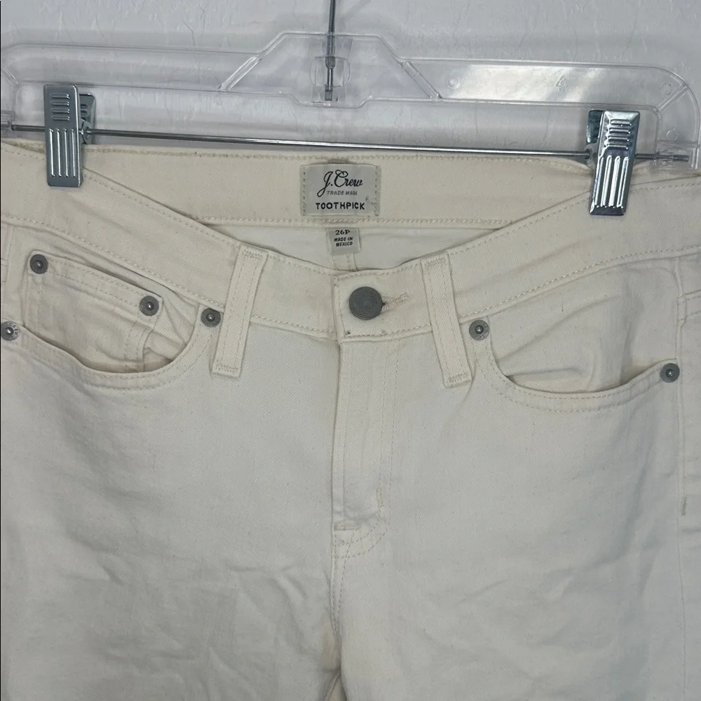 J. Crew Women's toothpick Skinny Jeans white Cream 26p cotton blend‎ y2k ankle